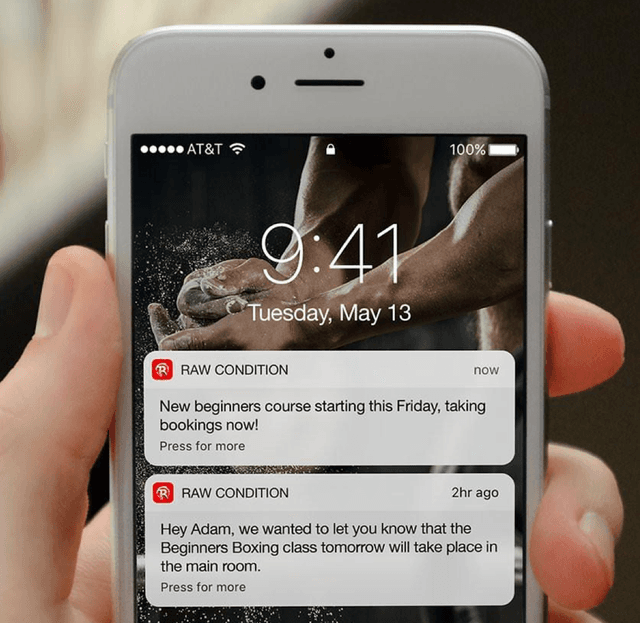 iPhone showing notifications from RAW CONDITION app