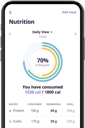 App showing nutrition stats